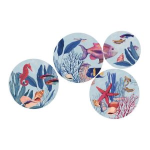 L'Oca Nera MALè Piatti decorativi 4 pezzi, ø 26,5 / 20,5 in porcellana