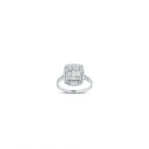 Gianni Carità Anello Baguette con Oro bianco e diamanti NUOVO FA2533/OB