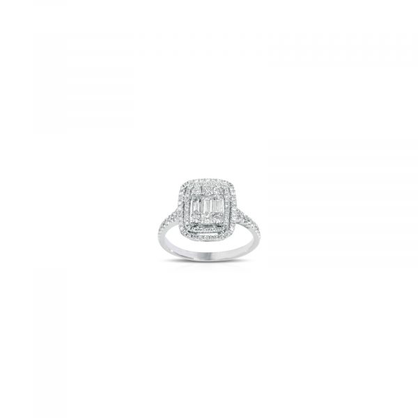 Gianni Carità Anello Baguette con Oro bianco e diamanti NUOVO FA2533/OB