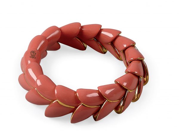 Lladrò Heliconia Bracciale in porcellana e rifiniture oro CORALLO