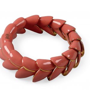Lladrò Heliconia Bracciale in porcellana e rifiniture oro CORALLO