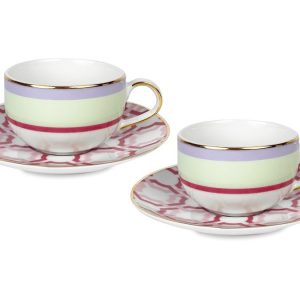 Baci Milano Firenze Set due tazzine da caffè in porcellana con piattino