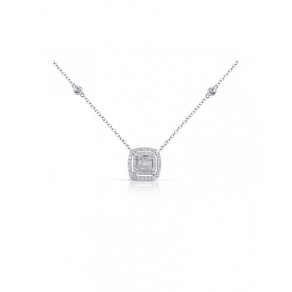 Gianni Carità Collana Pendente in Oro Bianco e Diamanti taglio baguette e diamanti
