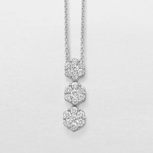 Giorgio Visconti girocollo in oro bianco e diamanti naturali trilogy collana pendente