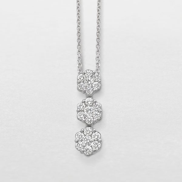 Giorgio Visconti girocollo in oro bianco e diamanti naturali trilogy collana pendente