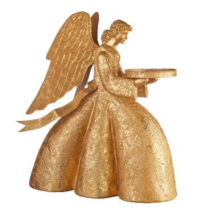 L'Oca Nera Natale Messaggeri di pace, angelo basso oro h37cm resina metallo