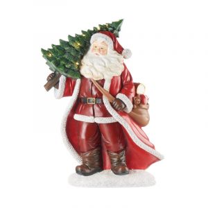 L'Oca Nera Natale Babbo Natale con albero grande ” Santa is here” resina