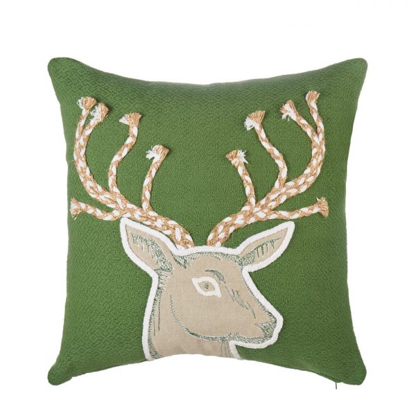 L'Oca Nera Cuscino Natalizio Quadrato Cervo 45x45 cm natale verde