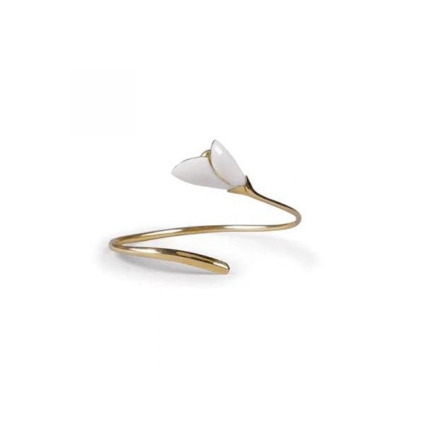 Lladrò Heliconia Bracciale rigido in porcellana e rifiniture oro BIANCO