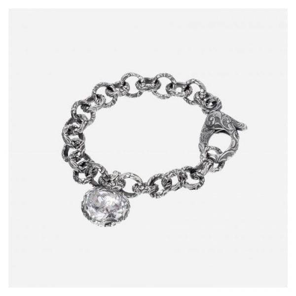 Maria e Luisa Jewels BRACCIALE CON PIETRA TONDA SFACCETTATA CRISTALLO DI ROCCA