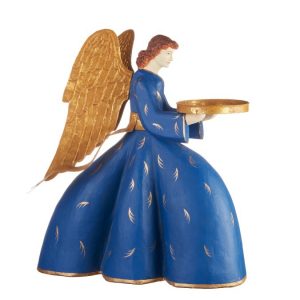 L'Oca Nera Natale Messaggeri di pace, angelo basso blu h37cm resina metallo