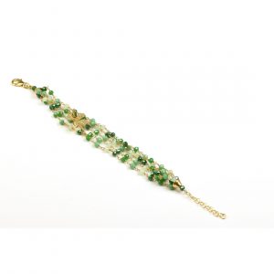 Misis BOUQUET bracciale in argento placcato oro, zirconi e cristalli verdi BR084