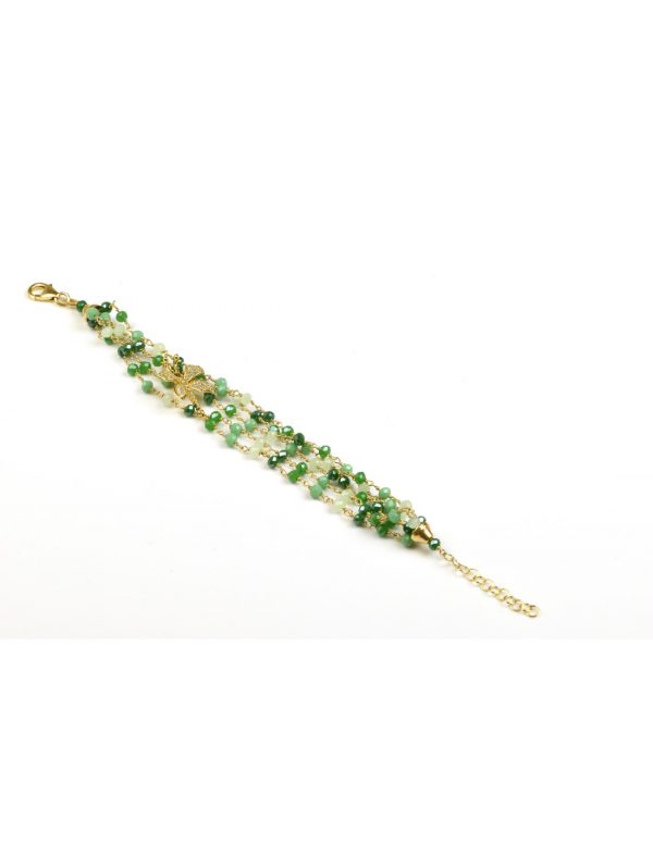 Misis BOUQUET bracciale in argento placcato oro, zirconi e cristalli verdi BR084