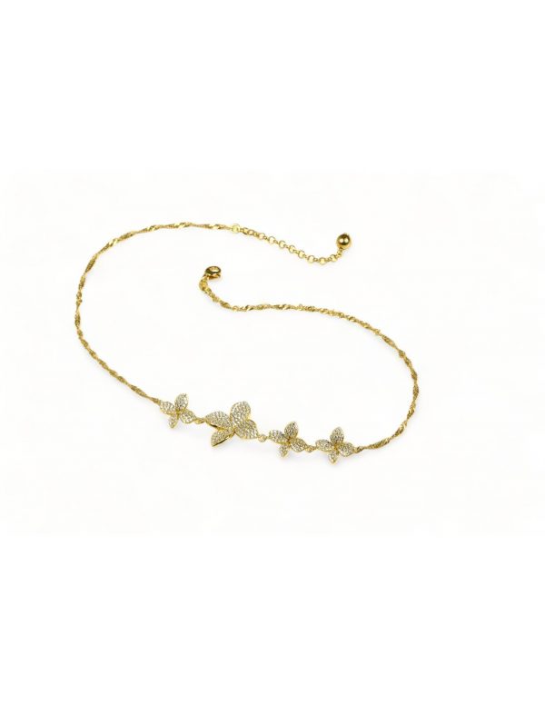 Misis Flora Collana in argento 925 placcato oro 18kt, zirconi
