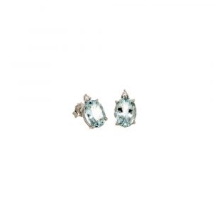 Armonie Gioielli Orecchini in oro bianco 18kt con diamanti e acquamarina