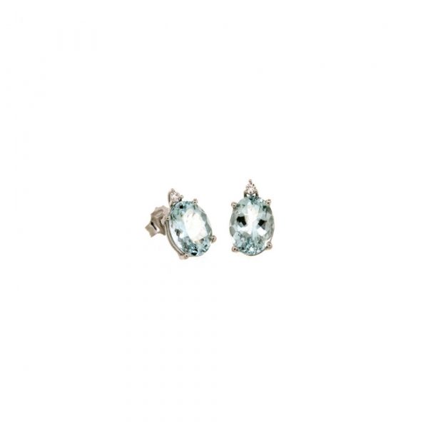 Armonie Gioielli Orecchini in oro bianco 18kt con diamanti e acquamarina