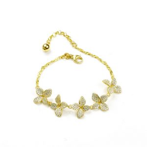 Misis Anello FLORA Bracciale in argento placcato oro giallo 18kt Zirconi bianchi