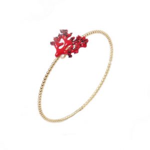 Misis Bracciale Positano Corallo Argento placcato oro 18 kt Zirconi arancioni rossi corallo