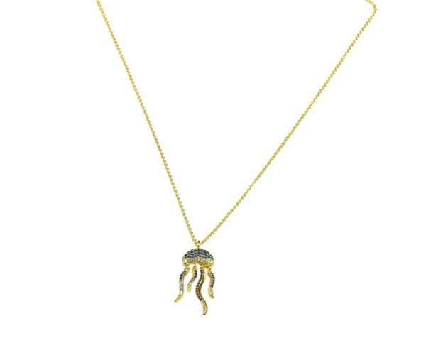 Misis FIJI Collana in argento 925 placcato oro 18kt, zirconi colorati, 40+5cm Tr