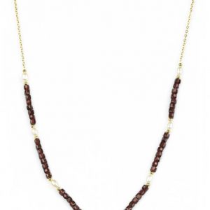 Misis Posidonia Collana in argento 925 placcato oro 18kt agata rossa perle d'acqua dolce