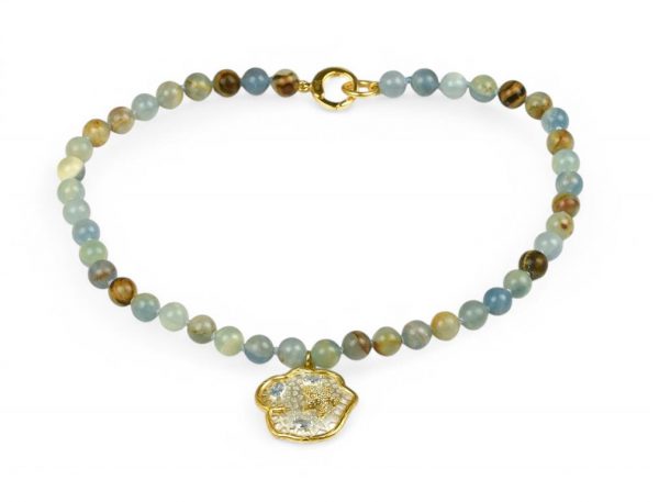 Misis POSIDONIA Collana in argento bicolore zirconi bianchi e azzurri e calcite