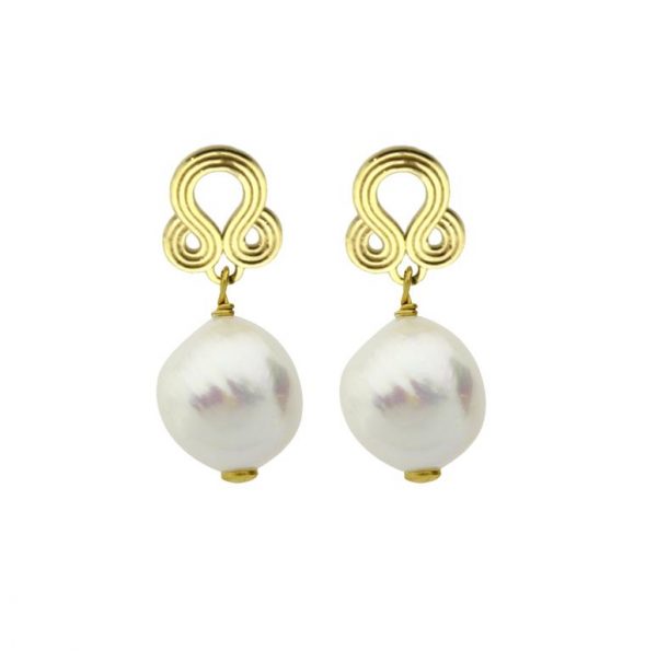 Misis HERMITAGE orecchini Argento placcato oro 18 kt Perla d'acqua dolce
