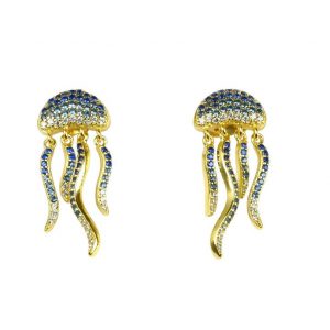 Misis FIJI Orecchini in argento 925 placcato oro 18kt, zirconi colorati