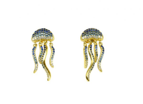 Misis FIJI Orecchini in argento 925 placcato oro 18kt, zirconi colorati