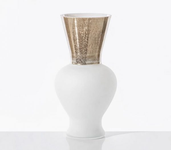 Venini Re vaso in vetro di Murano made in italy Lattimo Rodolfo Dordoni