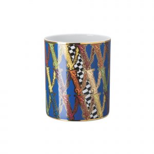 VERSACE Virtus Vaso cilindro blu 18cm in porcellana rosenthal