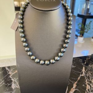 Coscia Perle Collana Perle TAHITI nere con chiusura in oro rosa 18KT NUOVA