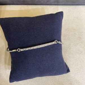 Arcadia Bracciale in argento Piastra Zirconi Bianchi BR229 Semi Rigido Uomo