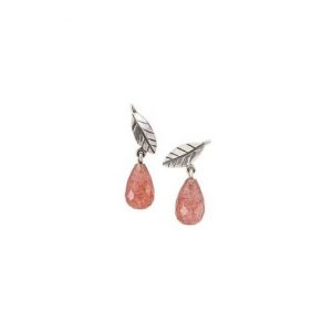 Trollbeads Orecchini foglie del'armonia argento e quarzo fragola TAGEA-0120