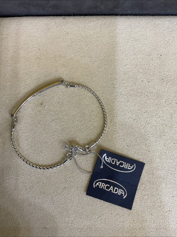Arcadia Bracciale in argento Piastra Zirconi Bianchi BR229 Semi Rigido Uomo - immagine 2