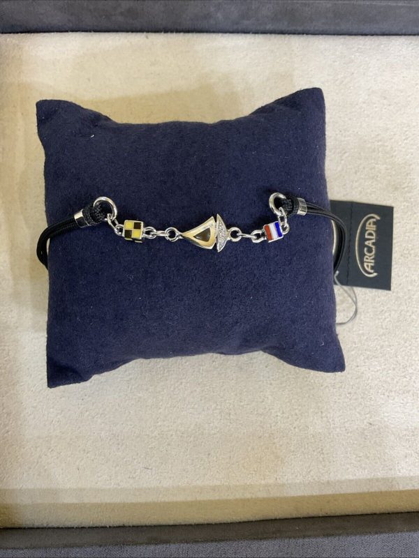 Arcadia Bracciale in argento laccio BRS12 Dado Barca Nodi Zirconi