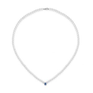 Coscia Le Lune Classic Collana con Perle, Zaffiro e Diamanti e con Chiusura in Oro 18kt