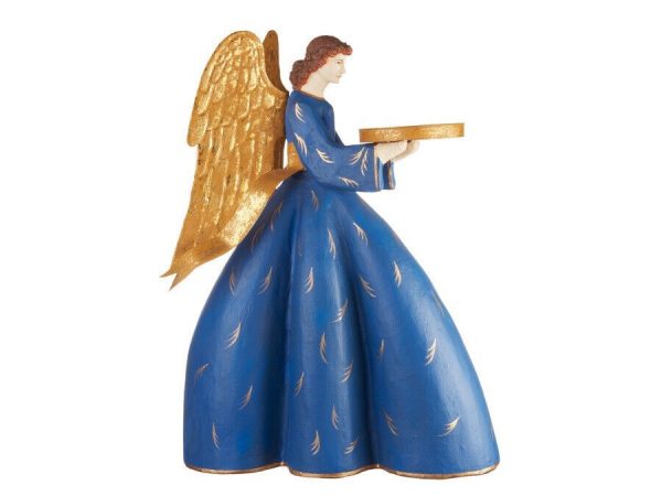 L'Oca Nera Natale Messaggeri di pace, angelo alto blu h46cm resina