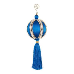 L'Oca Nera Magia sospesa, pendente blu Ø9 cm addobbo albero natale perle