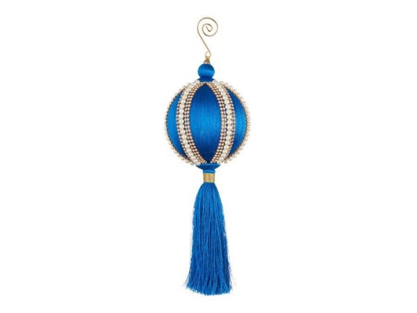 L'Oca Nera Magia sospesa, pendente blu Ø9 cm addobbo albero natale perle