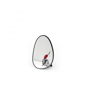 SEQUENZE Specchiera da appoggio con mano e peperoncino h24cm
