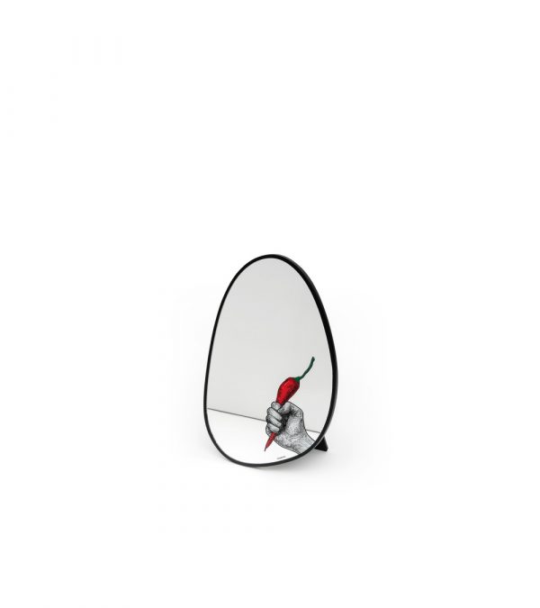 SEQUENZE Specchiera da appoggio con mano e peperoncino h24cm
