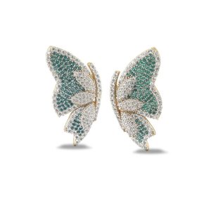 Sogni Orecchini farfalla con zirconi paraiba argento placcatura oro