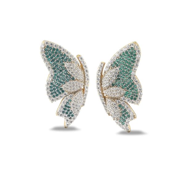 Sogni Orecchini farfalla con zirconi paraiba argento placcatura oro