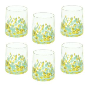 Andrea Fontebasso Set 6 Bicchieri Cc300 Teal/Yellow Vetro Venezia Vetro Multicolor