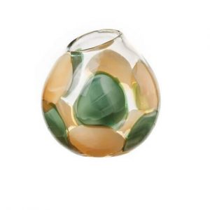 L'Oca Nera Vaso in Vetro fatto a mano 1M299 verde beige h19cm