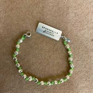 Spadarella Bracciale con pepite in argento e nodini verde uomo