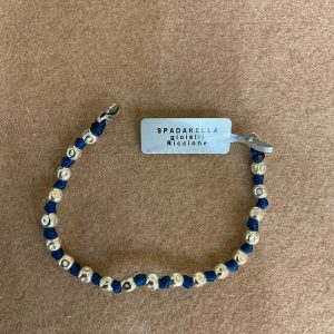Spadarella Bracciale con pepite in argento e nodini blu uomo SPBR349