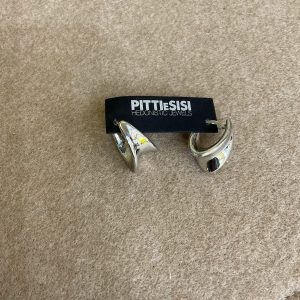 PITTI e SISI Orecchini rigidi in argento lucido E Satinato cerchi Ovali OR 4403B