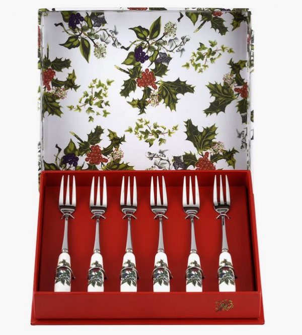 Portmeirion Holly and the Ivy Set 6 forchettine manico in porcellana natale