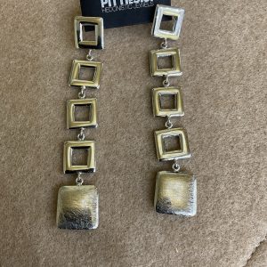 PITTI e SISI Orecchini Lunghi in argento lucido E Satinato Rettangolo OR 9495B-5